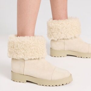 CULT GAIA Avena Genuine Shearling Cuff Suede Boots In Beige EU 40 US 10 Org $498